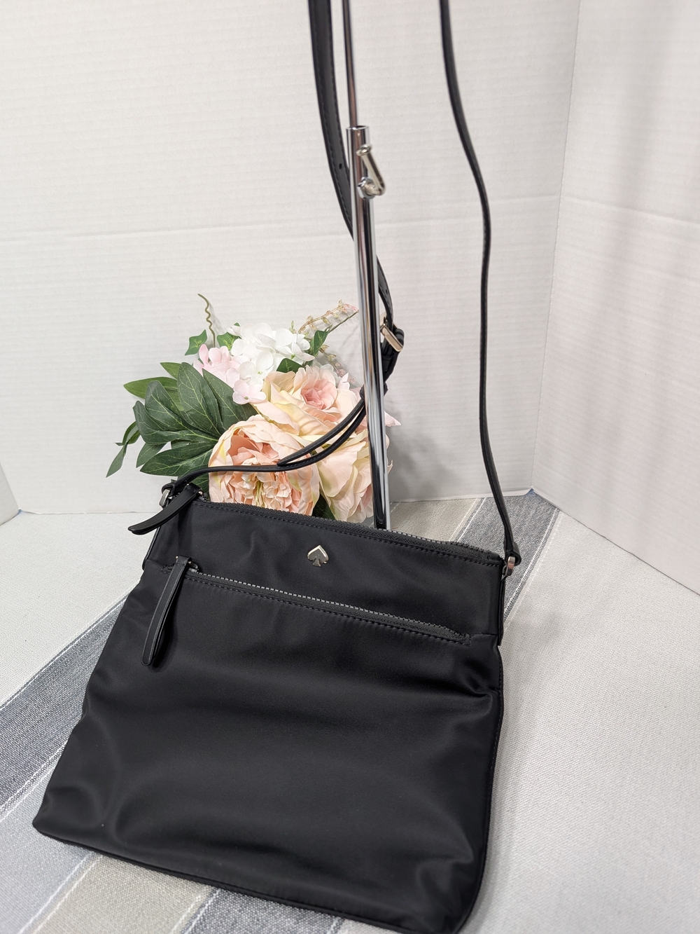 kate spade Black Nylon Crossbody w/ Gold Spade Accent